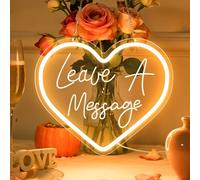 Flixyticy Leave a message Neon Signs, Heart LED Hanging Light Sign USB Powered Dimmable for Wedding Party Birthday Salon Shop Reception Table Decoration (Leave A Message(Heart))