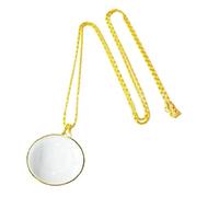 Fliyeong 10X Magnification Magnifier Necklace Portable Pocket Reading Magnifier Necklace Pendant Gold Magnifiers
