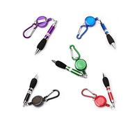 Fliyeong 5PCS Multifunction Plastic Belt Hook Carabiner Clip Retractable Cable Puller with Aluminum Alloy Pen Random Color Creative and Useful