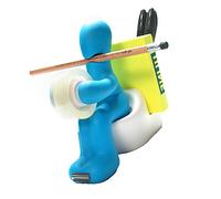 Fliyeong Funny Man on Toliet Station Desk Office Tape Dispenser Pen Memo Holder Clip Organizer Blue Practical and Popular