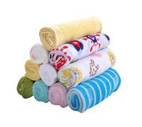 Fliyeong Premium 8PCS Colourful Soft Cotton Baby Small Towel Newborn Infant Handkerchief Bath Wash Cloths Bibs Feeding Towels
