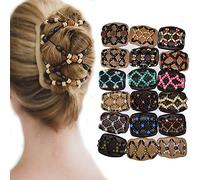 Fliyeong Vintage Beads Elastic Women Gift Lady Hair Styling Double Side Magic Comb Headwear Decor Creative and Useful