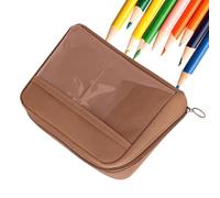 Flkiglm Cartoon Pencil Case, Cartoon Pencil Case | Large Pencil Case with 12 Compartments - Stylish Pencil Case with High Capacity Portable Pencil Case Box for Home School, Dark Coffee, See