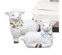 Flkiglm Lamb Statue, Easter Lamb Decoration, Cartoon Sheep Home Accent Statue - 6 cm / 2.4 Inch Spring Garden Resin Figures, Tiered Tray Decor for Living Room, Bedroom