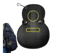 Flkiglm Plectrum Box - 17-Way Plug-In System for Plectrums, Faux Leather Keyring, Guitar-shaped Pick Bag, for Musicians & Music Lovers with Electric Bass & Ukulele, black, see description, See