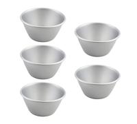 Flkiglm Pudding Mould - 5 x Muffin Moulds for Baking - Carbon Steel Stackable Kitchen Moulds for Desserts such as Cupcakes, Biscuits, Cakes, Tarts, Chocoflan & Gelatin