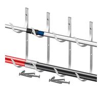 Flkiglm Robust Pool Skimmer Holder, Aluminium Alloy Fence Hook for Pool Hose, Storage Solution for Hoses, Brushes and Leaf Rakes on the Pool Edge with Extendable Poles