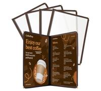 FLKQC 4pcs 8.5 x 11 Inch Menu Covers, 2 Page 4 View Transparent Restaurant Menu Covers, Fits Letter Size Paper, Menu Holder, Home School Menu Covers, Morning Menu
