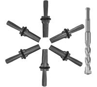 FLKQC 6pcs Rock Splitting Wedges and 1pcs Rotary Hammer Drill Bit, 5/8" Plug Wedges and Feather Shims, Stone Splitter Tools for Concretes, Granites, Boulders, Volcanic Rocks, Limestone Rocks