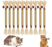 FLKWOP 10 Pcs Puriq Natural Silvervine Dental Sticks, Silvervine Sticks for Cats, Interactive Cat Chew Stick for Teeth Cleaning, Scratch & Bite Resistant, for Indoor Kitty Fresh Breath, Healthy Teeth