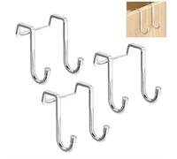 FLKWOP 3 Pcs Over Cabinet Hooks, Over The Door Cabenit Hooks J-Shaped, Wall Kitchen Towel Hooks for Cabinets Closet Wardrobe Door Drawer Hook Bathroom Hanging Coat Clothes Bags