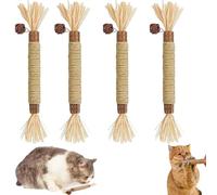FLKWOP 4 Pcs Puriq Natural Silvervine Dental Sticks, Silvervine Sticks for Cats, Interactive Cat Chew Stick for Teeth Cleaning, Scratch & Bite Resistant, for Indoor Kitty Fresh Breath, Healthy Teeth