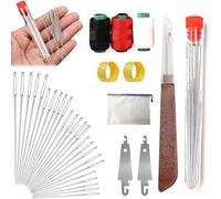 FLKWOP Big Eye Steel Sewing Needles Kit, 2025 New Stainless Steel Needles for Hand Sewing, 34pcs Big Eye Steel Needles Set - Long & Thin Handmade Quilting & Sewing Needles Kit for DIY Sewing(34PCS)