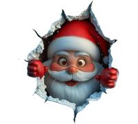 FLKWOP Christmas Wall Stickers, 3D Santa Claus Breaking Through Wall Design, Living Room Decor, Removable Winter Holiday Xmas Wall Art for Kids Bedroom Playroom Decor