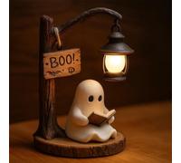 FLKWOP Cute Ghost Reading Lantern - Boo, Ghost Reading Book Lamp, Halloween Cute 3D LED Night Light, Ideal for Desks, Mantels, Shelf，Home Indoor Decor