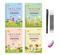 FLKWOP Fullofcarts Writing Books, Full of Carts Hand Writing, Magic Groove Practice Books, Reusable Magic Copybooks, Magical Handwriting Workbooks Number Letter Tracing