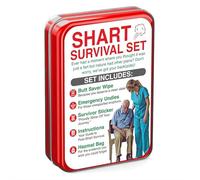 FLKWOP Funny Shart Survival Kit, Poop Prank Gag Gift Set Hilarious Prank Box with Disposable Underwear, Wet Wipes, Hilarious Badge, Great for Friends or Family