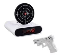 FLKWOP Gun and Target Alarm Clock with Gun Shooting Game Digital Shot Timer Alarm Clock Interactive Wake You Shoot Personalized LED Display Bedside Kids Adults Fun Gift Bedroom Office
