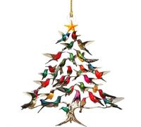 FLKWOP Hummingbird Christmas Ornament, Colorful Hummingbirds Tree Decor, Stacked Hummingbird Ornament for Christmas, Winter Hummingbirds Home Christmas Tree Decoration, for Bird Lovers