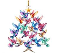 FLKWOP Hummingbird Christmas Ornament, Colorful Hummingbirds Tree Decor, Stacked Hummingbird Ornament for Christmas, Winter Hummingbirds Home Christmas Tree Decoration, for Bird Lovers