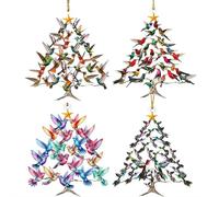 FLKWOP Hummingbird Christmas Ornament, Colorful Hummingbirds Tree Decor, Stacked Hummingbird Ornament for Christmas, Winter Hummingbirds Home Christmas Tree Decoration, for Bird Lovers