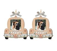FLKWOP Just Married Personalized Christmas Ornaments - Wedding Gifts for Couples 2025, Custom Wooden Ornaments with Pictures, Unique Mr and Mrs Engagement Gifts for Couples, Bride, Groom