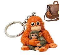 FLKWOP Punch The Monkey Keychain, Cute Monkey Holding Punch Monkey Hanging Keychain for Backpack Purse Car Keys Gift