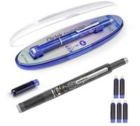 FLKWOP Retractable Fountain Pen: 0.38mm Blue&black Ink Transparent Barrel Includes 5 Refillable Ink Cartridges, Medium Nib Transparent Barrel for Smooth Writing No Leaking, InkBlue