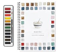 FLLUOUZH Watercolor Workbook for Beginners, 12 Colors Watercolor Paint Set with Paint Brush, Beginner-Friendly Watercolour Workbooks, Art Crafts Painting Kits for Kids, Adults (E)