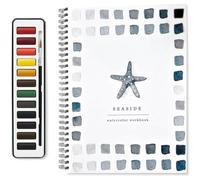 FLLUOUZH Watercolor Workbook for Beginners, 12 Colors Watercolor Paint Set with Paint Brush, Beginner-Friendly Watercolour Workbooks, Art Crafts Painting Kits for Kids, Adults (C)