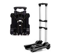 FLM Aluminium Folding Trolley - Heavy Duty Luggage Hand Trolley Cart with PU Wheels 50kg Load Capacity,Black