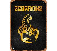 FLmiling Music Gold Plate Scorpions Plaque Poster Metal Tin Sign Retro Vintage Wall Decor 8x6 inch