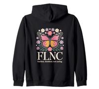FLNC Fearless Limitless Not Caring Butterfly Flowers Zip Hoodie