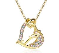 FLNEOO Unicorn Gifts for Girls Necklace Decorations - Birthday Personalized Gifts Unicorn Necklace for Girls Heart Pendant Kiss Initial CZ Necklace Classic Unicorns Jewelry Gifts for Girls Fashion
