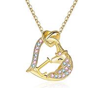 FLNEOO Unicorn Gifts for Girls Necklace Decorations - Birthday Personalized Gifts Unicorn Necklace for Girls Heart Pendant Kiss Initial CZ Necklace Classic Unicorns Jewelry Gifts for Girls Fashion