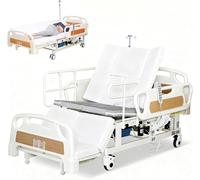 FLNOZAMZ Premium 5 Function Electric Hospital Bed with Lateral Tilting for Home Use, Adjustable Hospital Bed, Remote Control, Quiet Wheels, IV Pole