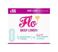 FLO Organic Bamboo Panty Liners for Women - Leak-Proof, Highly-Absorbent, Slim & Biodegradable - Individually Wrapped - 96 Pack