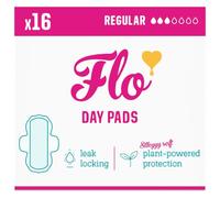 Flo Bamboo Day Period Pads - Super Absorbent, Soft, Thin Sanitary Towels - Winged Breathable for Regular Flow - 16 Count
