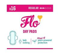 FLO Organic Bamboo Sanitary Towels with Wings - Ultra-Thin, Biodegradable, Soft, Absorbent Period Pads for Leak-Proof Protection - 16 Day Pads