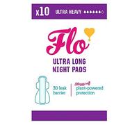 FLO Organic Bamboo Sanitary Towels with Wings - Ultra-Thin, Biodegradable, Soft, Absorbent Period Pads for Leak-Proof Protection - 10 Ultra-Long Pads
