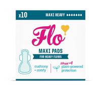 Flo Bamboo Maxi Pads - Ultra Absorbent, Long + Wide, Maximum Protection (10 Pads)