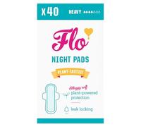 Flo Bamboo Night Period Pads - Super Absorbent, Soft, Thin Sanitary Towels- Winged Breathable for Regular Flow - 40 Count Bulk Pack