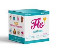 FLO Organic Bamboo Sanitary Towels with Wings - Ultra-Thin, Biodegradable, Soft, Absorbent Period Pads for Leak-Proof Protection - 14 Night Pads