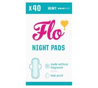 Flo Bamboo Night Period Pads - Super Absorbent, Soft, Thin - Winged Breathable Pads for Regular Flow - 40 Pads Bulk Pack