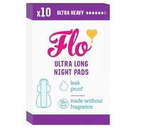 Flo Bamboo Night Period Pads - Ultra Long, Super Absorbent, Soft - 4 Wings, Breathable Pads for Super Heavy Flow - 10 Pads