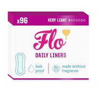 FLO Organic Bamboo Panty Liners for Women - Leak-Proof, Highly-Absorbent, Slim & Biodegradable - Individually Wrapped - 96 Pack
