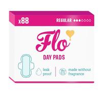 FLO Organic Bamboo Sanitary Towels with Wings - Ultra-Thin, Biodegradable, Soft, Absorbent Period Pads for Leak-Proof Protection - 88 Day Pads