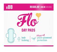 FLO Organic Bamboo Sanitary Towels with Wings - Ultra-Thin, Biodegradable, Soft, Absorbent Period Pads for Leak-Proof Protection - 88 Day Pads