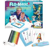 Flo-Magic Adventure Airbrush Marker Stencil Art Set | Washable Non-Toxic Rechargeable Craft Kit | Rocket Race Car Dinosaur Bike Puppy; for Kids Age 5 6 7 8 9 10