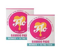 FLO Natural Bamboo Pads - Winged & Ultra Thin - 10 Day & 5 Night Pads (Pack of 2)